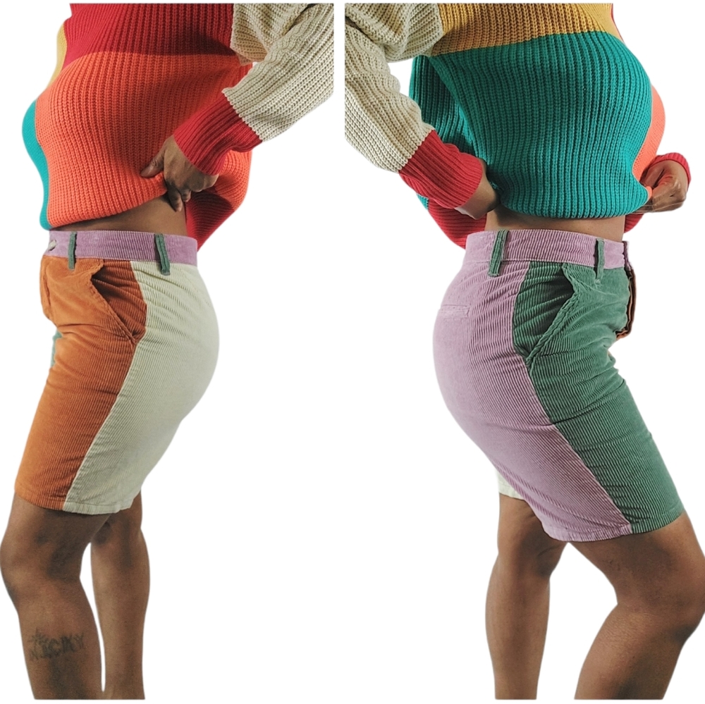 Asos Corduroy Color Block Button Fly Bermuda Shor… - image 4